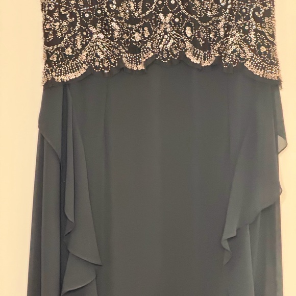 BASIX BLACK LABEL Elegant black evening gown with beaded illusion bodice Size 14 - Picture 6 of 16